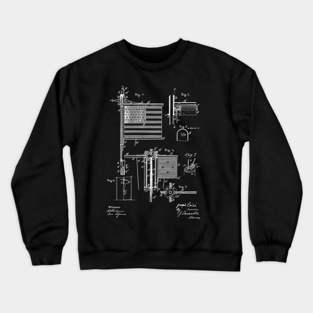 Flag Staff Vintage Patent Hand Drawing Crewneck Sweatshirt by TheYoungDesigns